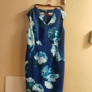 Calvin Klein Blue Floral Midi Dress